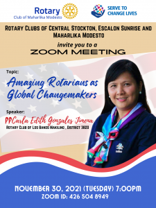 Flyer with photo of Philipino woman Rotarian Speaker