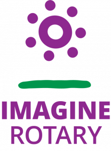 2022-2023 Rotary International Logo "Imagine Rotary" in Purple and Green Font.