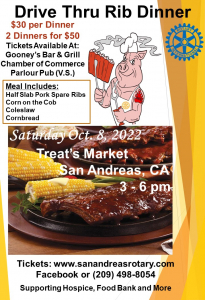 Flyer featuring a slab of ribs and corn on the cob for fundraiser